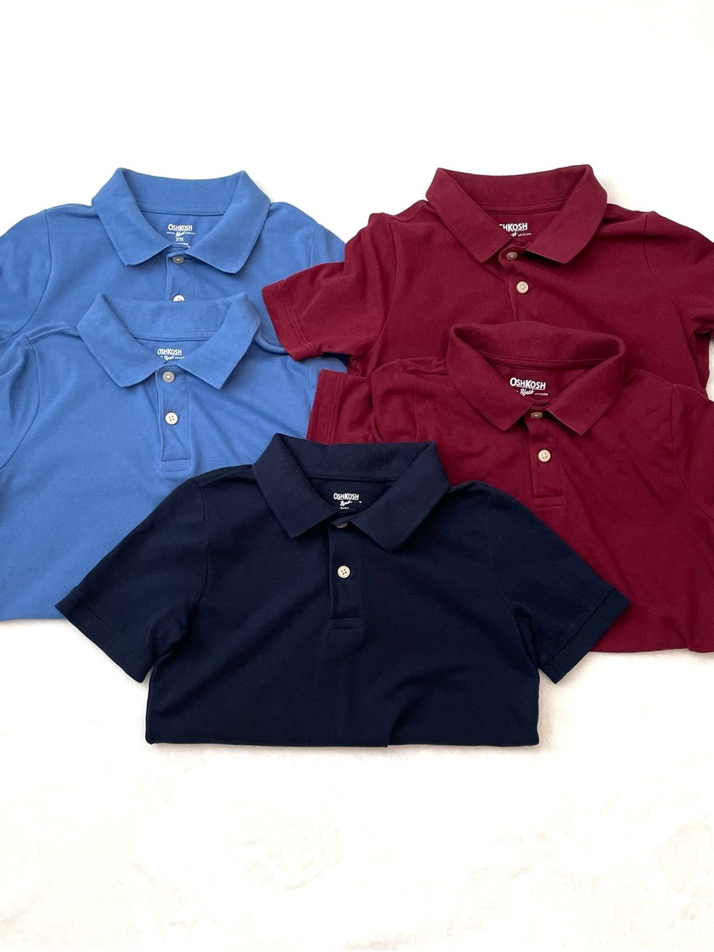 Oshkosh Size 7 Boys Shirts Short Sleeve Burgundy Blue Uniform Back To School